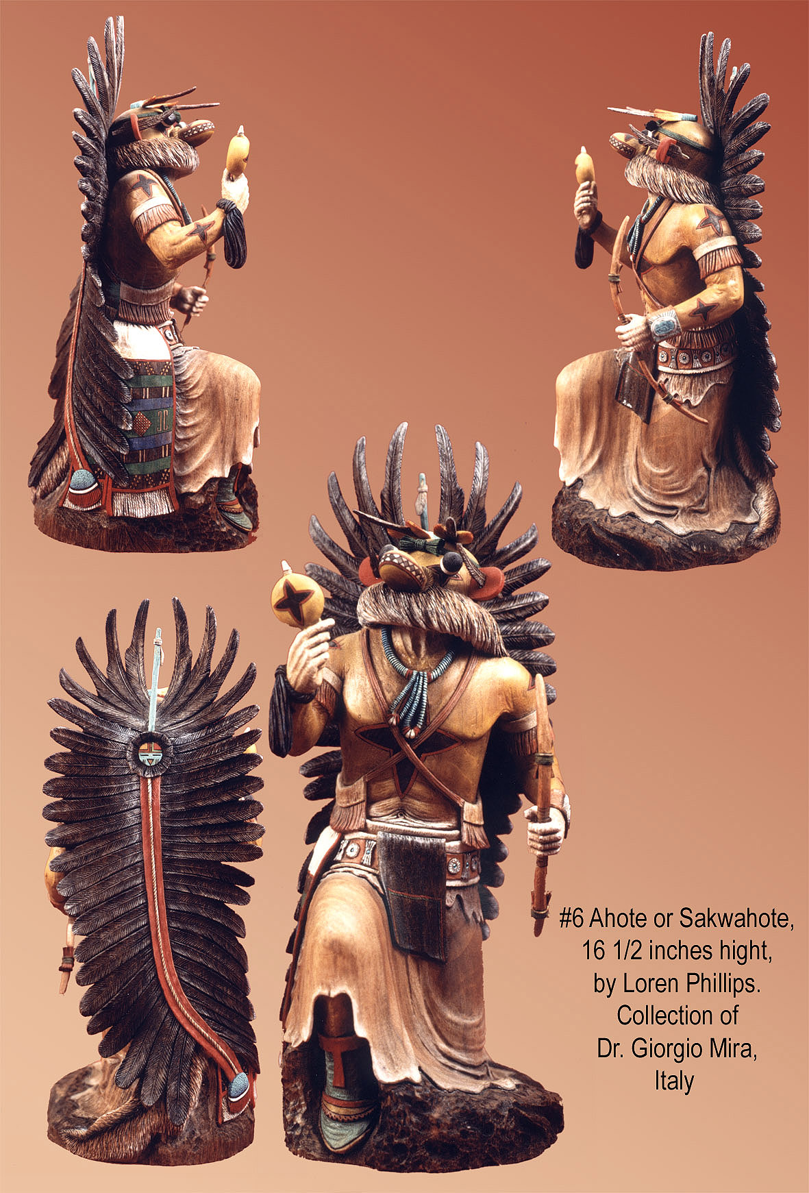 Hopi Kachina by Loren Phillips - Yellow Ahote